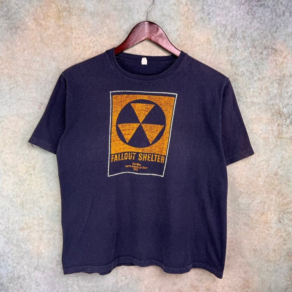 VTG 1973 The Who Fallout Shelter North AmericanTour T Shirt Sz L Gray Rock Band